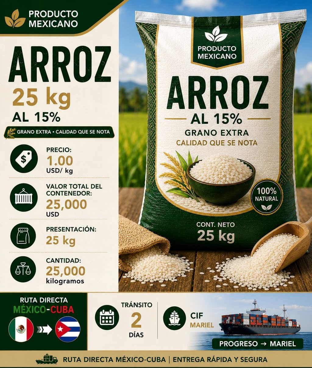 Arroz 25 kg al 15% (Grano Extra)